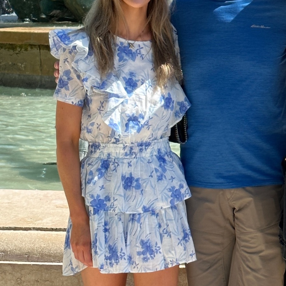 LoveShackFancy Natasha Mini Dress in Strong Current XS - Picture 2 of 5